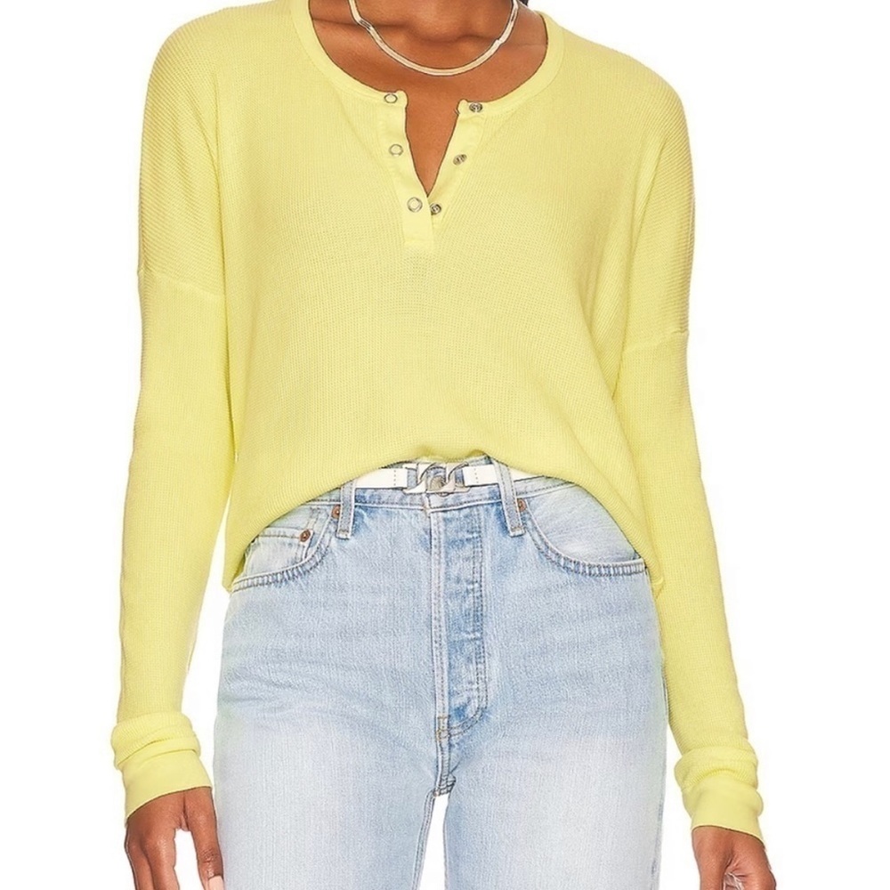 bobi Lemon Long Sleeve Henley Thermal Top